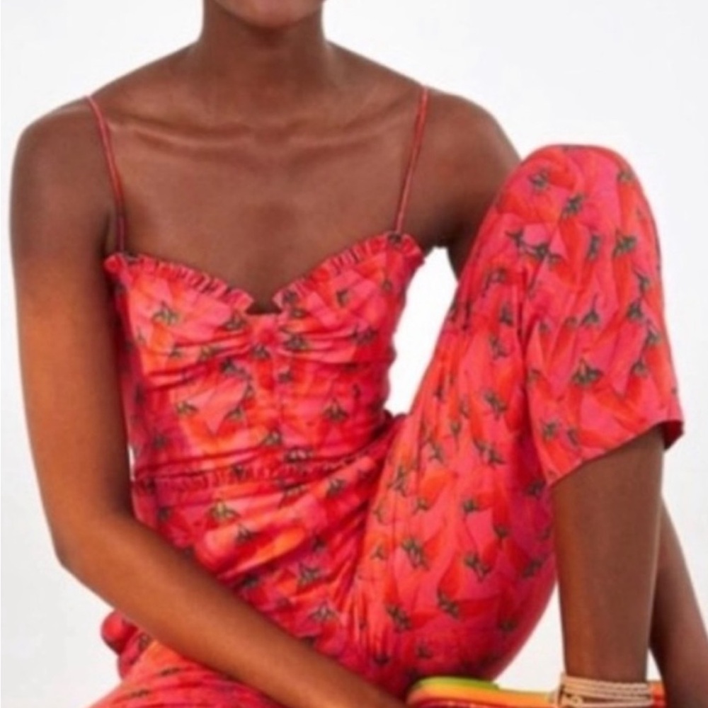 farm Rio jumpsuit chili peppers, worn once, like new